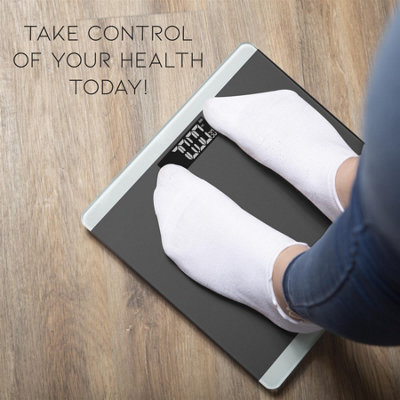 Aquarius 3 in 1 Digital Bathroom Weighing Scales with Step-On Technology, Space Grey