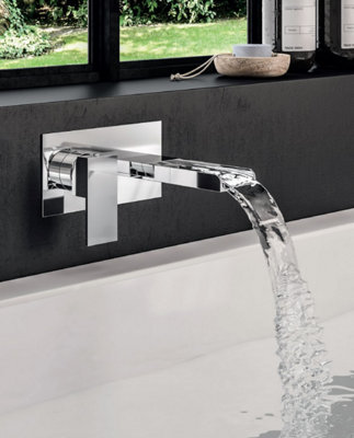 Aquarius Angle Waterfall Wall Mounted Chrome Bath Filler Tap AQ791047