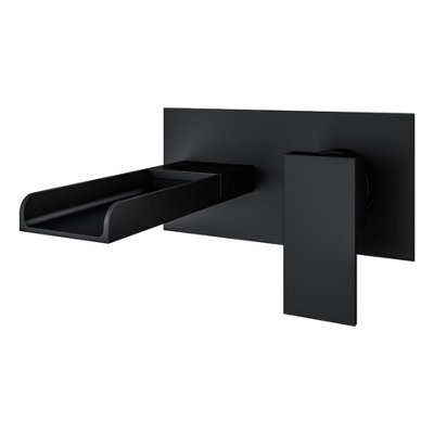 Aquarius Angle Waterfall Wall Mounted Matt Black Bath Filler Tap AQ791048