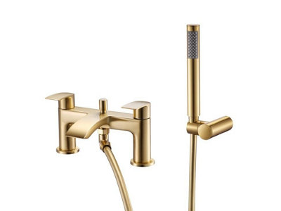 Aquarius Arc Bath Shower Mixer Tap inc Kit Brushed Brass