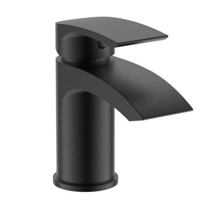 Aquarius Arc Mini Mono Basin Mixer Tap inc Waste Matt Black