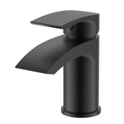 Aquarius Arc Mini Mono Basin Mixer Tap inc Waste Matt Black