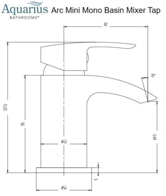 Aquarius Arc Mini Mono Basin Mixer Tap inc Waste Matt Black