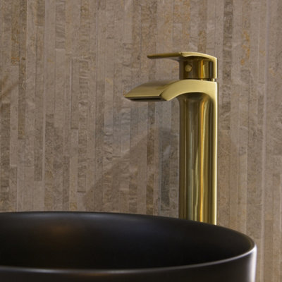 Aquarius Arc Tall Mono Basin Mixer Tap in Brushed Brass