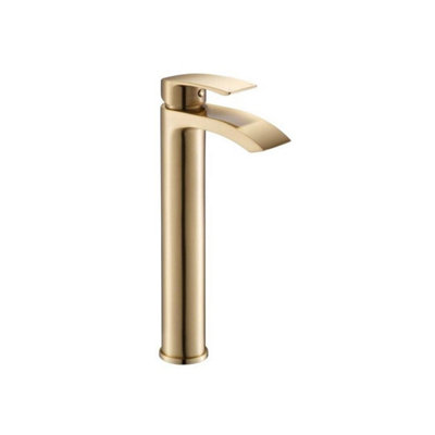 Aquarius Arc Tall Mono Basin Mixer Tap in Brushed Brass