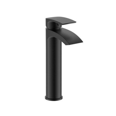 Aquarius Arc Tall Mono Basin Mixer Tap in Matt Black