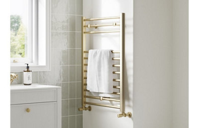 Aquarius Auro Brushed Brass Towel Radiator 1200 x 500mm AQAU0286