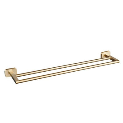 Aquarius Auro Double Towel Rail Brushed Brass AQAU52455