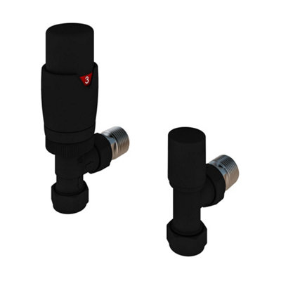 Aquarius BiDirectional TRV Angled Radiator Valve Matt Black AQ540018