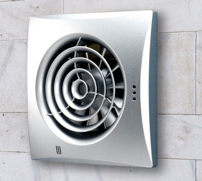 Aquarius Calm Wall Mounted Bathroom Fan With Timer And Humidity Sensor Matt Silver AQ318H