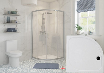 Aquarius Classique 900mm Easy Clean 6mm Quadrant Shower Enclosure With 45mm Tray and Waste ...