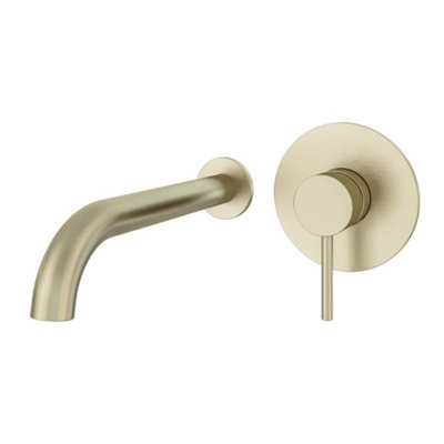 Aquarius Curve Wall Mounted Basin Tap Brushed Brass AQ791006