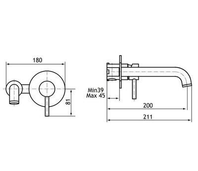 Aquarius Curve Wall Mounted Basin Tap Brushed Brass AQ791006