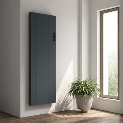 Aquarius DigiTherm Programmable Electric Radiator with LCD Display in Anthracite 1600 x 362mm