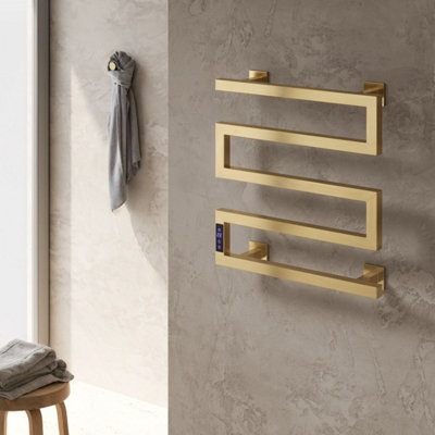 Aquarius DigiTherm Vispa Dry Electric Radiator with LCD Display Brushed Brass