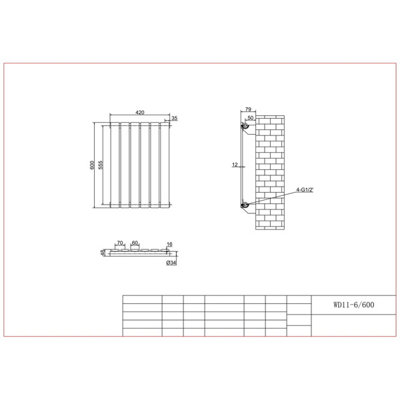 Aquarius Flat Single Horizontal Panel Radiator in Anthracite - 600 x 420mm