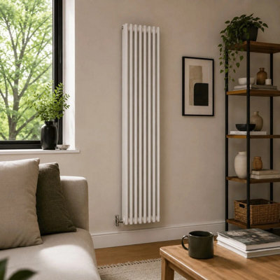 Aquarius Foundry 3 Column Vertical Radiator in White - 1500 X 515