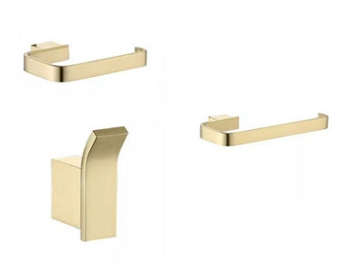 Aquarius FT 3 Piece Bathroom Accessory Pack Brushed Brass