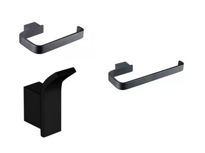 Aquarius FT 3 Piece Bathroom Accessory Pack Matt Black