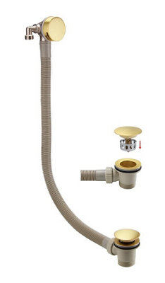 Aquarius FT Overflow Bath Filler and Easy Clean Waste Kit Brushed Brass