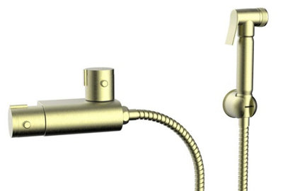 Aquarius FT Shattaf Douche Kit with Thermostatic Mini Valve Brushed Brass