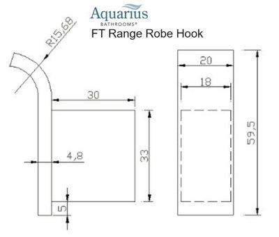 Aquarius FT Single Robe Hook Chrome - 3