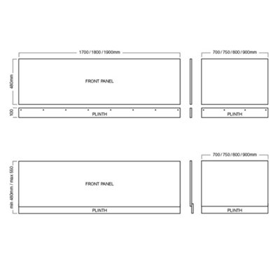 Aquarius Halite Waterproof Front Bath Panel Grey Gloss 1500mm