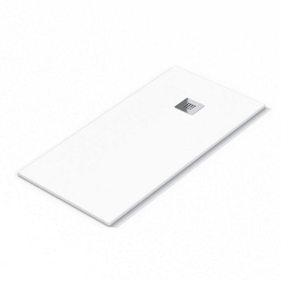 Aquarius Honiston Mineral Composite Slate Effect Shower Tray in Arctic ...