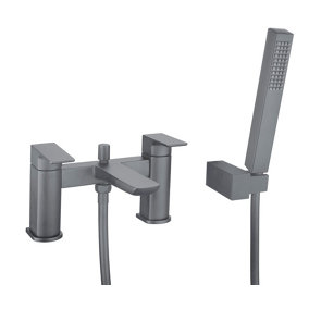 Aquarius Hydro Bath Shower Mixer Tap with Shower Kit Gunmetal Grey
