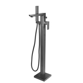 Aquarius Hydro Floor Standing Bath Shower Mixer Tap with Shower Kit Gunmetal Grey