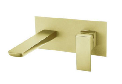 Aquarius Hydro Wall Mounted Basin Mixer Tap Brushed Brass