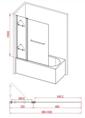 Aquarius LevAqua Deluxe Two Panel Folding Bath Screen Chrome - 3