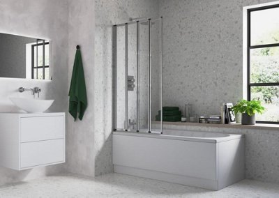 Aquarius LevAqua Framed Four Panel Folding Bath Screen Chrome | DIY at B&Q