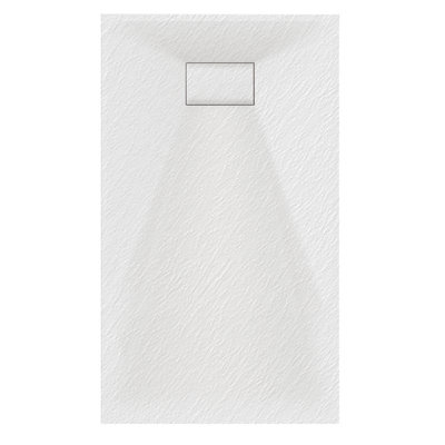 Aquarius LevAqua Natural 700 x 1000mm White Rectangle Polymarble Textured Shower Tray AQLAN10070W