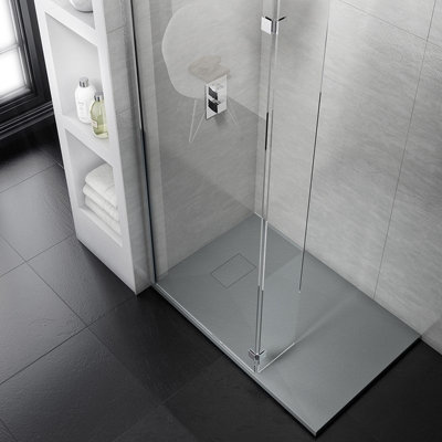 Aquarius LevAqua Natural 800 x 1000mm Grey Rectangle Polymarble Textured Shower Tray AQLAN10080G