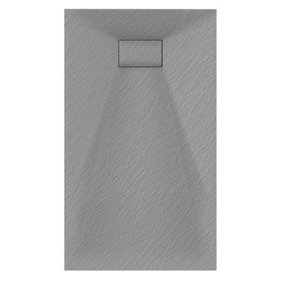 Aquarius LevAqua Natural 900 x 1400mm Grey Rectangle Polymarble Textured Shower Tray AQLAN14090G