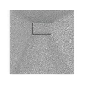 Aquarius LevAqua Natural 900 x 900mm Grey Square Polymarble Textured Shower Tray AQLAN09090G