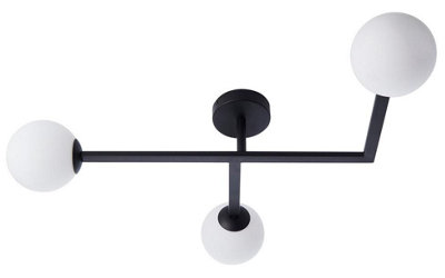 Aquarius Lumen Orb Trio Ceiling Light Matt Black