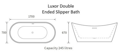 Aquarius Luxor Freestanding Luxury Double Ended Slipper Bath 1700mm x 780mm AQLX0068
