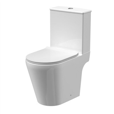 Aquarius Metric Rimless Open Back Close Coupled Toilet with Soft Close Seat