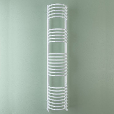 Aquarius Mezzo Tondo Vertical Designer Heated Towel Rail 1600mm x 320mm White