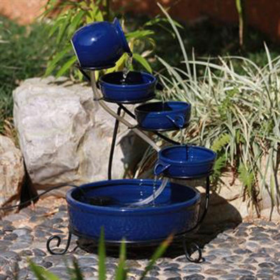 Aquarius Modern Solar Water Feature - Solar Powered  - Ceramic - L32 x W32 x H53 cm