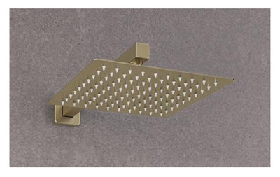 Aquarius Modern Square Over Head 200mm Shower Head & Arm Brushed Brass AQ60104241