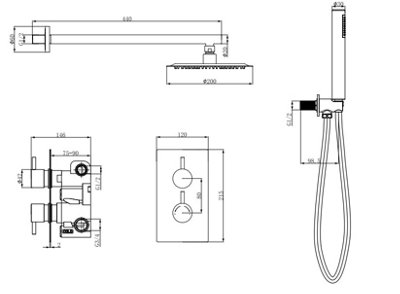 Aquarius Modern Square Shower Bundle Brushed Brass AQBND019 - 3