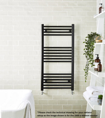 Aquarius Noir 1000 x 500MM High Output Ladder Towel Rail Matt Black AQNR5X10MB