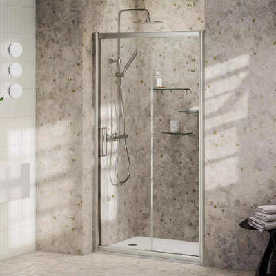 Aquarius Pluvia 8mm Sliding Shower Door - 1400 x 2000mm - Silver