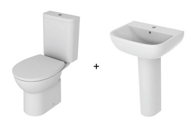 Aquarius QualEco 4 Piece Pottery Set Rimless Toilet and Basin Suite