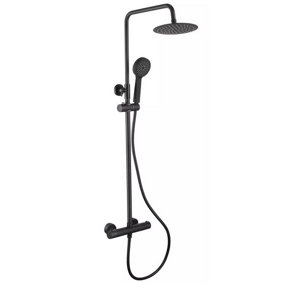 Aquarius RainLux Cool Touch Exposed Adjustable Height Round Shower Black AQRL17K