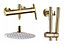 Aquarius RainLux Cool Touch Exposed Adjustable Height Round Shower Brushed Brass