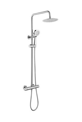 Aquarius RainLux Cool Touch Exposed Adjustable Height Round Shower Chrome